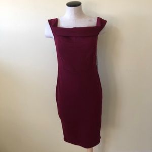 Lulus Red Wine Off-the-Shoulder Bodycon Dress